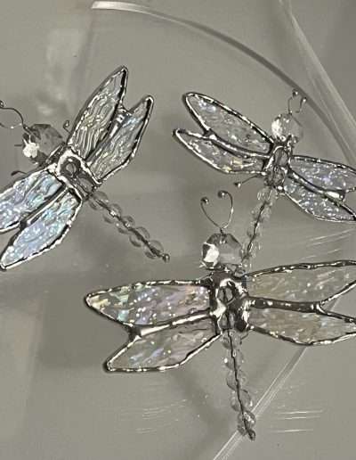Crystal and stained glass dragonflies