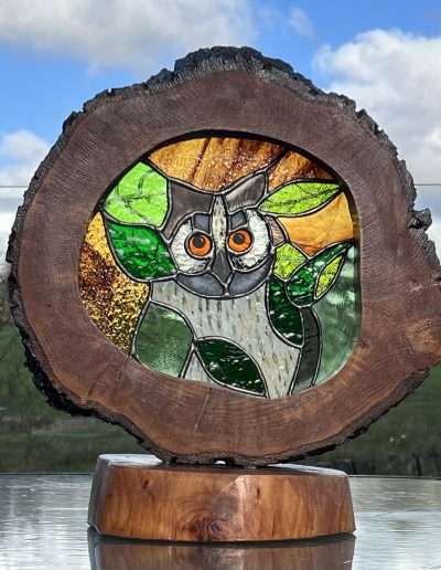 Stained glass owl ornament