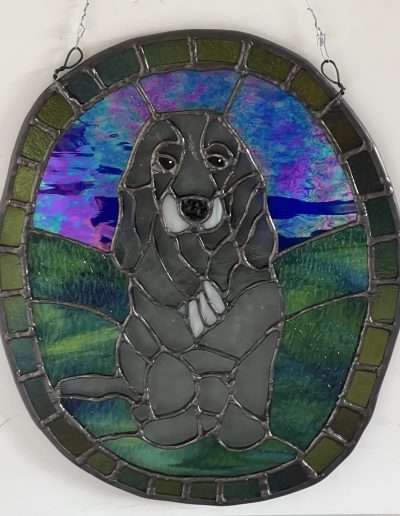Black and white spaniel sun catcher