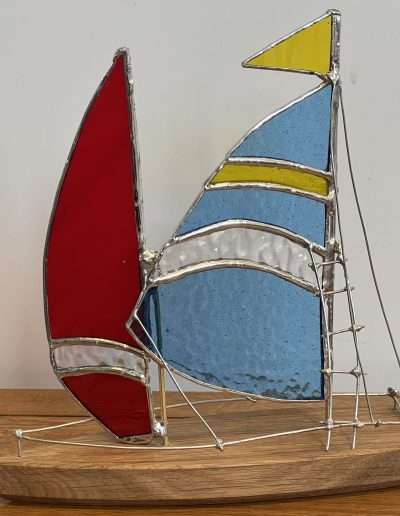 Stained glass sailing boat ornament