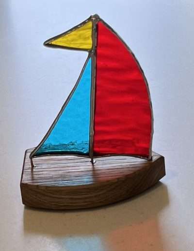 Stained glass sailing boat ornament
