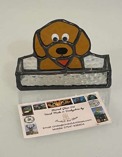 Stained Glass Dog Business Card Holder