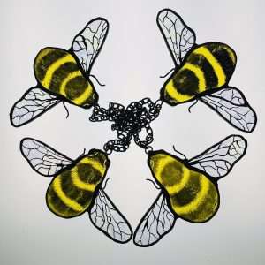 Painted stained glass bee ornaments