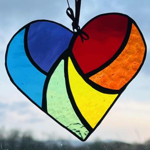 Stained glass coloured heart suncatcher