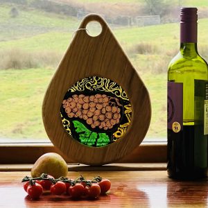 Stained glass and oak kitchen ornament