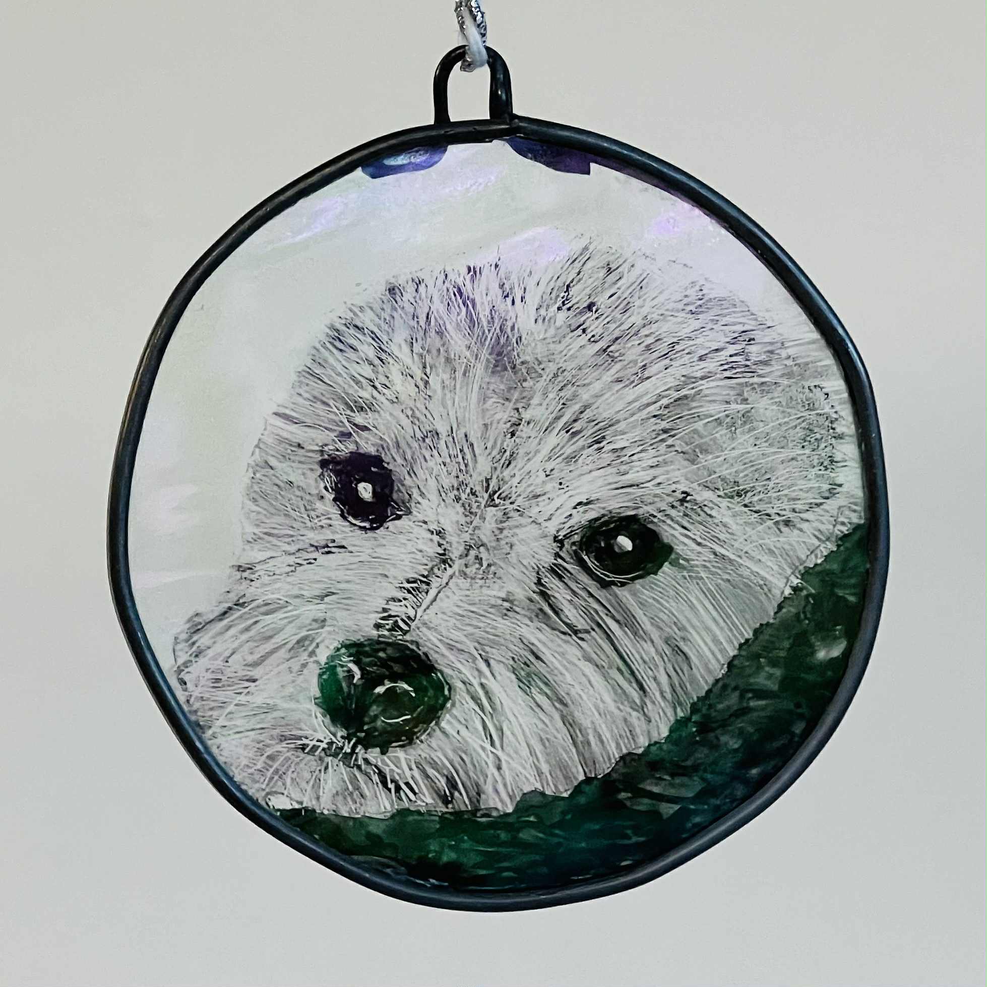 Painted stained glass dog token